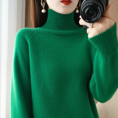 Rudens-žiemos megztinis su polo apykakle - daug spalvų