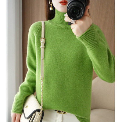 Rudens-žiemos megztinis su polo apykakle - daug spalvų