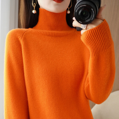 Rudens-žiemos megztinis su polo apykakle - daug spalvų