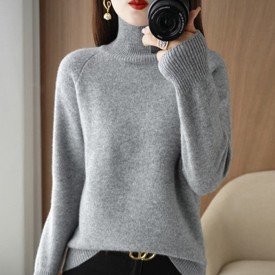 Rudens-žiemos megztinis su polo apykakle - daug spalvų