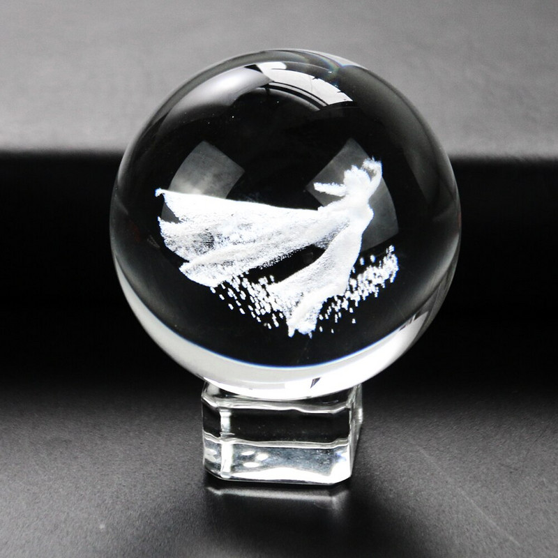 3D sniega globuss lāzerskulptūra Princese feja burvju kristāla bumba saules ķērējs, slīpēta prizma, papīra svars kāzu pamats mājas dekors