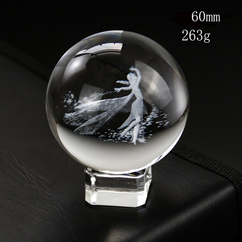 3D sniega globuss lāzerskulptūra Princese feja burvju kristāla bumba saules ķērējs, slīpēta prizma, papīra svars kāzu pamats mājas dekors