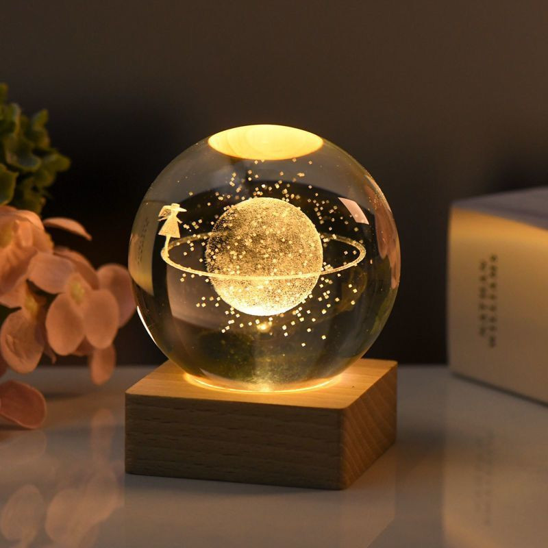 5-8CM Saulės sistemos gaublys galaktika krištolinis rutulys 3D lazeriu graviruotas astronomijos planetų rutulys Fantastiškas namų dekoras Kosminis modelis Dovana