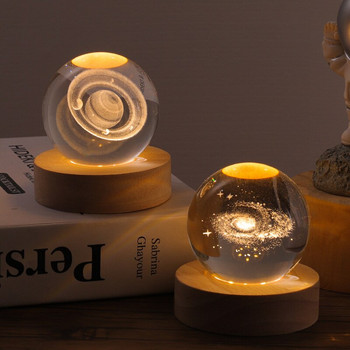 Светеща кристална топка Творческа галактика Нощна лампа Орнамент USB захранвани кристални топки Декорация на бюро за декорация на дома Празнични подаръци