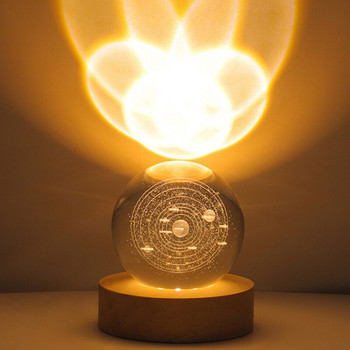 Светеща кристална топка Творческа галактика Нощна лампа Орнамент USB захранвани кристални топки Декорация на бюро за декорация на дома Празнични подаръци