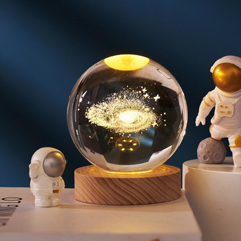 Λαμπερή κρυστάλλινη μπάλα Δημιουργικό στολίδι Galaxy Night Light Διακοσμητικό γραφείου με τροφοδοσία USB με κρυστάλλινες μπάλες για δώρα διακοπών για διακόσμηση σπιτιού