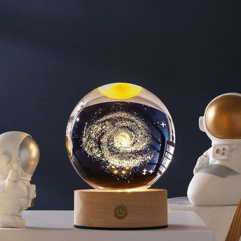 Λαμπερή κρυστάλλινη μπάλα Δημιουργικό στολίδι Galaxy Night Light Διακοσμητικό γραφείου με τροφοδοσία USB με κρυστάλλινες μπάλες για δώρα διακοπών για διακόσμηση σπιτιού