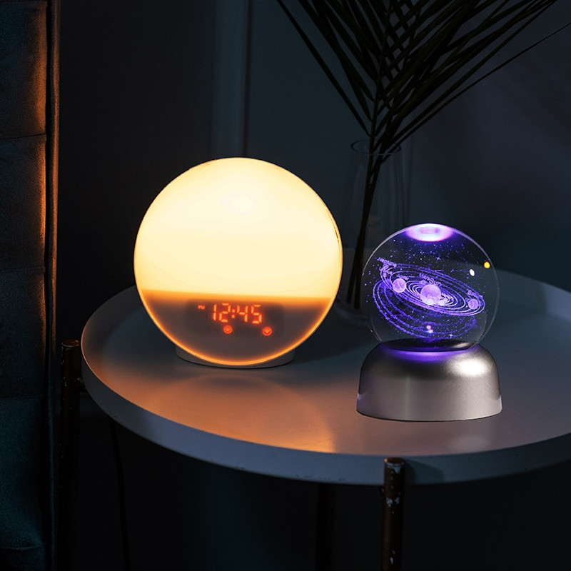 6 cm-es 3D lézergravírozott új napelemes földgömb Galaxy Stars Planets golyós LED fényalappal lakberendezési csillagászati ajándék