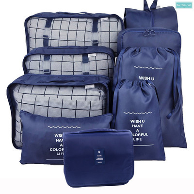 Új 8db/szett Rózsaszín utazási tárolótáskák utazási kiegészítőkhöz Utazásszervező Kozmetikai poggyász nagy bőrönd utazókészlet