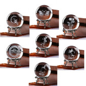 H&D 60 mm-es 3D golyós lézergravírozott kristálygömb üveg Art Craft miniatűr gömb lakberendezési kiegészítők karácsonyi ajándék fémállvány