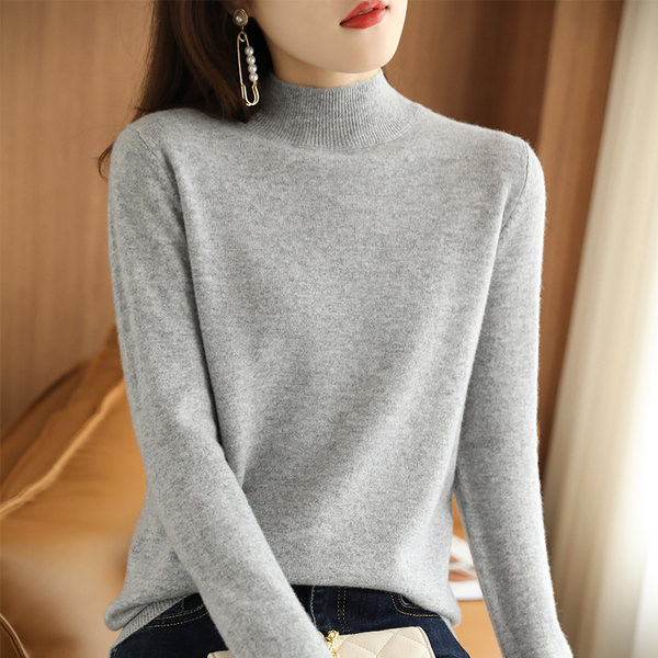 Γυναικείο πουλόβερ με μανίκια 3/4 και ψηλό γιακά πόλο