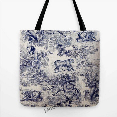 Klasikinis prancūziškas Toile de Jouy tamsiai mėlynos spalvos rašalo motyvas Tradicinis prancūziškas menas pagalvės užvalkalas Medvilninis lininis sofos pagalvėlės užvalkalas