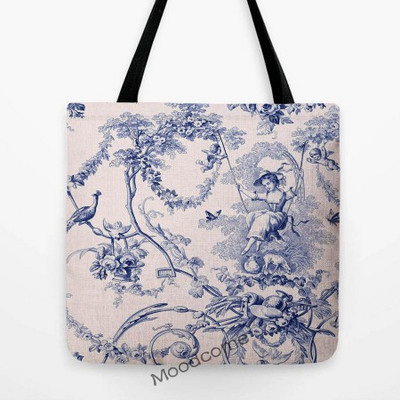 Klasikinis prancūziškas Toile de Jouy tamsiai mėlynos spalvos rašalo motyvas Tradicinis prancūziškas menas pagalvės užvalkalas Medvilninis lininis sofos pagalvėlės užvalkalas