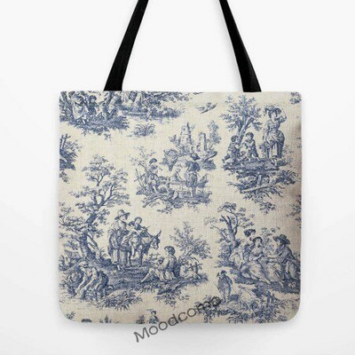 Klasikinis prancūziškas Toile de Jouy tamsiai mėlynos spalvos rašalo motyvas Tradicinis prancūziškas menas pagalvės užvalkalas Medvilninis lininis sofos pagalvėlės užvalkalas