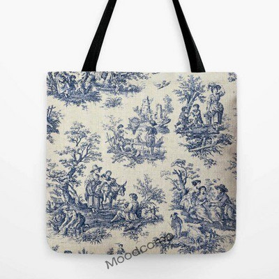 Klasikinis prancūziškas Toile de Jouy tamsiai mėlynos spalvos rašalo motyvas Tradicinis prancūziškas menas pagalvės užvalkalas Medvilninis lininis sofos pagalvėlės užvalkalas