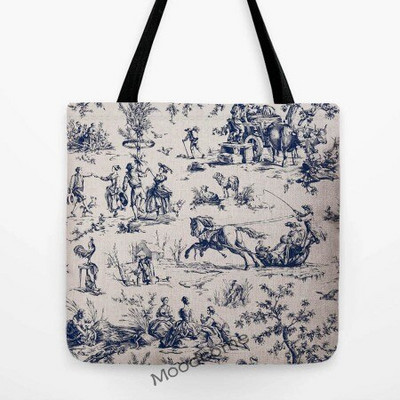 Klasikinis prancūziškas Toile de Jouy tamsiai mėlynos spalvos rašalo motyvas Tradicinis prancūziškas menas pagalvės užvalkalas Medvilninis lininis sofos pagalvėlės užvalkalas