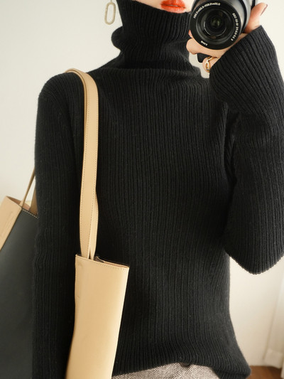 Γυναικείο εφαρμοστό πουλόβερ με λαιμόκοψη polo - πολλά χρώματα