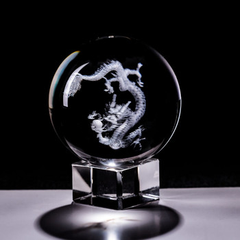Dropshipping Crystal Ball 3D Laser Engrave Δείγματα Feng Shui Glass Sphere Globe Wedding Craft Διακόσμηση σπιτιού Δώρο
