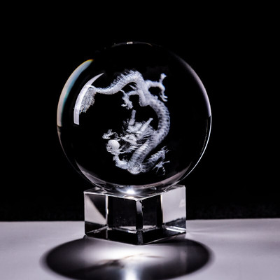 Dropshipping kristálygömb 3D lézergravírozott minták Feng Shui üveggömb gömb Esküvői kézműves lakberendezési díszajándék