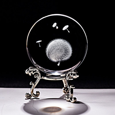 Kristály 3D golyós lézergravírozott pitypang miniatűr üveggömb gömb otthoni dekoratív díszek kézműves ajándékok Figuras De Cristal