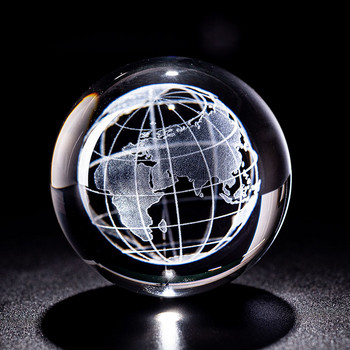 6cm 3D Earth Miniature Laser χαραγμένο με κρυστάλλινη σφαίρα Γυάλινη σφαίρα Κρυστάλλινη σφαίρα Στολίδι Διακοσμητικό δώρο για μπάλα για το σπίτι