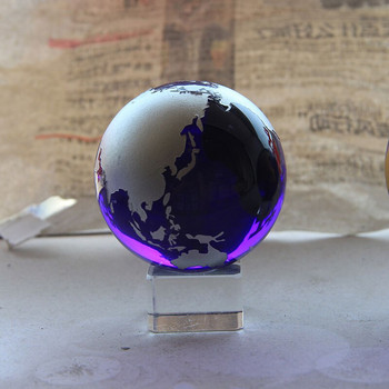 60 мм кристална глобална топка Стъклена сфера Орнаменти Фигурка Декорация на дома Фъншуй Занаяти Земни мрамори Подаръци