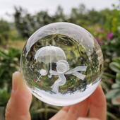 Kristály gravírozott golyós üveg lézeres 3d gömb állvánnyal angyal figura papírnehezék otthoni asztali dekor golyók díszek kézműves ajándékok