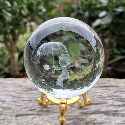 Kristály gravírozott golyós üveg lézeres 3d gömb állvánnyal angyal figura papírnehezék otthoni asztali dekor golyók díszek kézműves ajándékok
