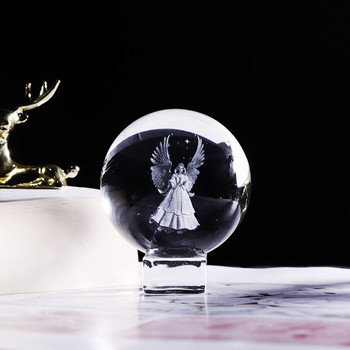 6 cm τρισδιάστατη σφαίρα Guardian Angel σε μινιατούρα K9 Κρυστάλλινη μπάλα χαραγμένη με λέιζερ Διακοσμητικό στολίδι για το σπίτι από χαρτί