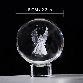 6 cm τρισδιάστατη σφαίρα Guardian Angel σε μινιατούρα K9 Κρυστάλλινη μπάλα χαραγμένη με λέιζερ Διακοσμητικό στολίδι για το σπίτι από χαρτί