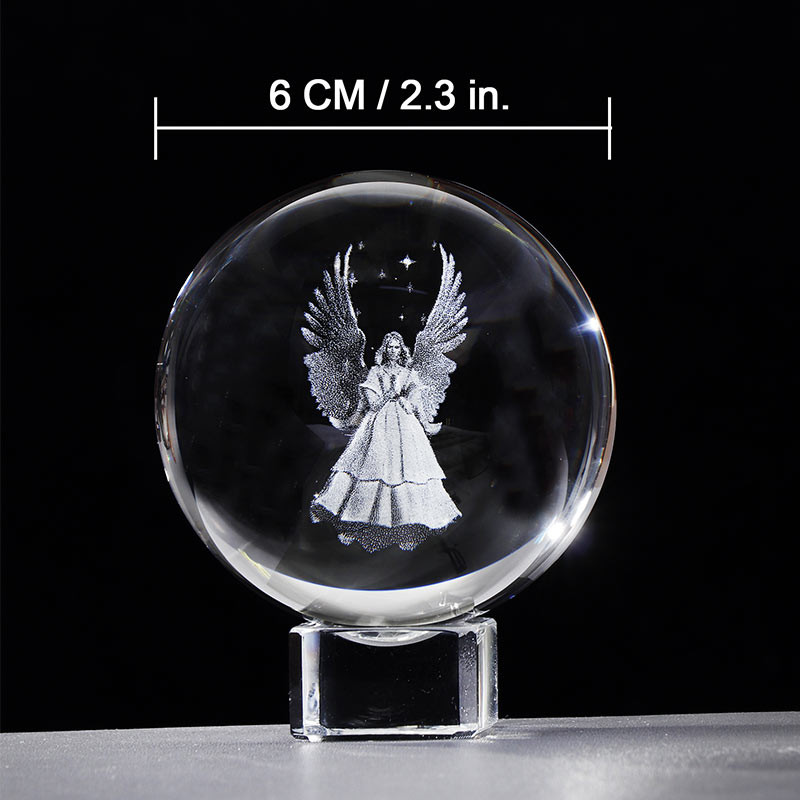 6 cm-es 3D őrangyal miniatűr földgömb K9 kristály lézergravírozott labda lakásdekoráció papírsúlyú dísz