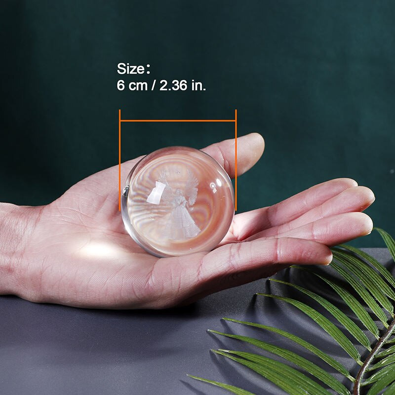 6 cm-es 3D őrangyal miniatűr földgömb K9 kristály lézergravírozott labda lakásdekoráció papírsúlyú dísz