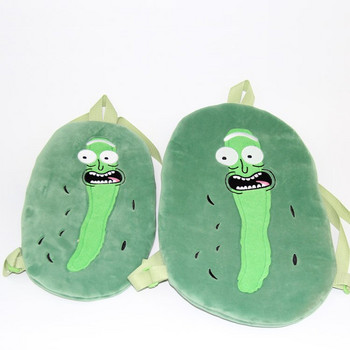 Cartoon Ricked Morties Λούτρινη σχολική τσάντα Cartoon Green Cucumber Παιδική τσάντα πλάτης Αστεία μαθητική τσάντα αγγουριού τουρσί