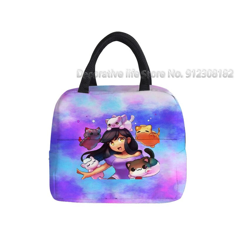 Aphmau Merch újrahasznosítható ebéddobozok Rajzfilm Anime Multifunkciós Hűtő Hőszigetelt Élelmiszer-szigetelt Ebédtáska Iskolás gyerekeknek