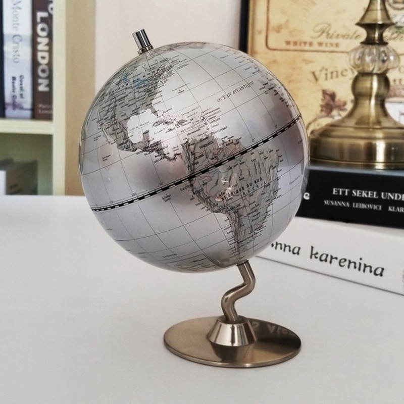 Átmérő 14CM HD Retro Metal Globe Lakberendezés Iroda Nappali Dekorációs labda