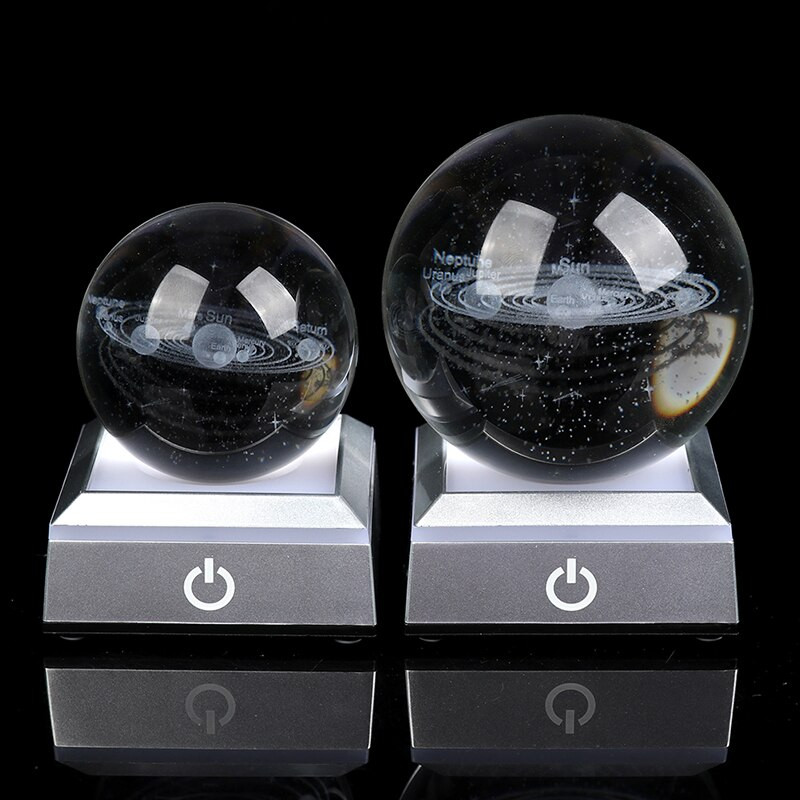 6/8cm K9 Crystal Solar System Planet Globe 3D Gravat Laser Minge Sistem Solar