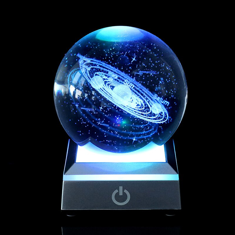 6/8cm K9 Crystal Solar System Planet Globe 3D Gravat Laser Minge Sistem Solar