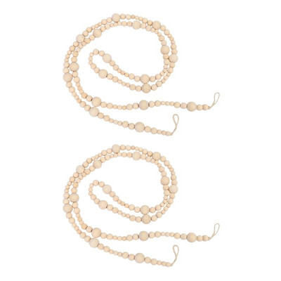 2x 7ft drveni vijenac s perlama seoska kuća Dekoracija doma Rustikalni seoski prirodni praznični vijenac za božićno drvce Boho ukrasi