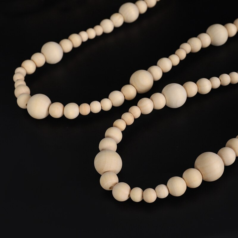 2x 7ft drveni vijenac s perlama seoska kuća Dekoracija doma Rustikalni seoski prirodni praznični vijenac za božićno drvce Boho ukrasi