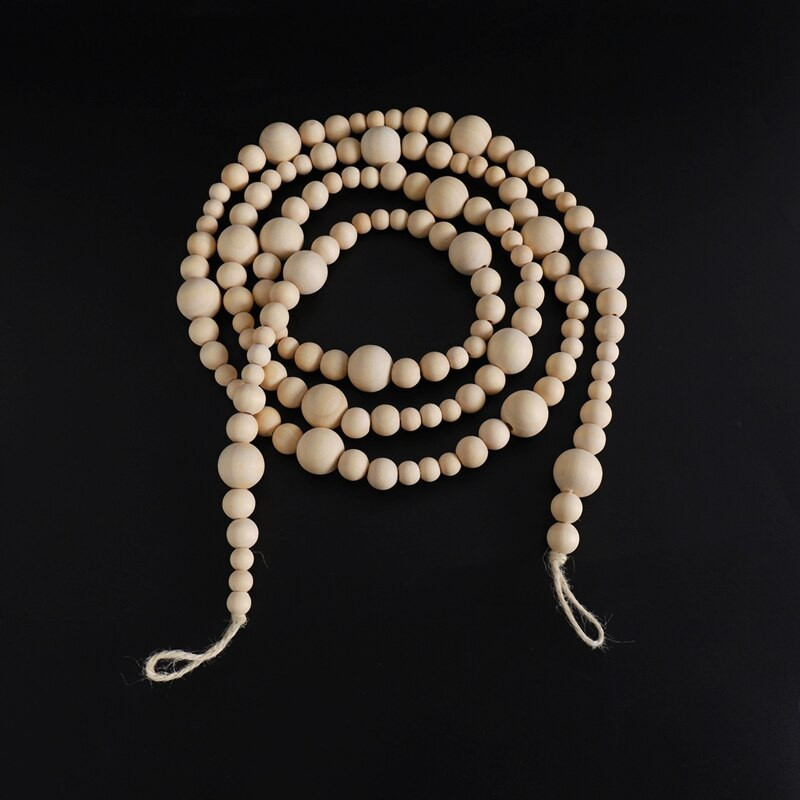 2x 7ft drveni vijenac s perlama seoska kuća Dekoracija doma Rustikalni seoski prirodni praznični vijenac za božićno drvce Boho ukrasi