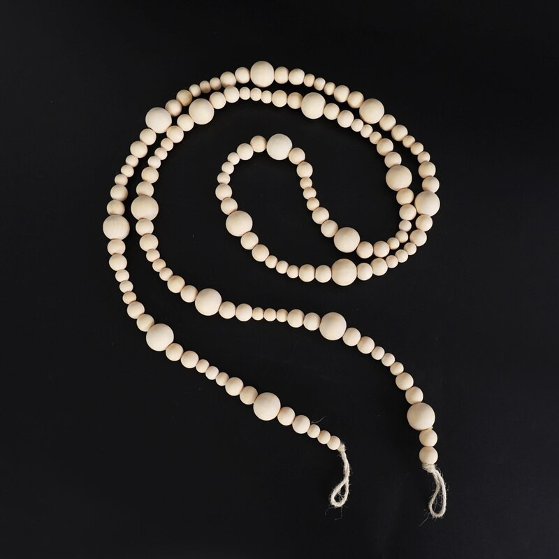 2x 7ft drveni vijenac s perlama seoska kuća Dekoracija doma Rustikalni seoski prirodni praznični vijenac za božićno drvce Boho ukrasi