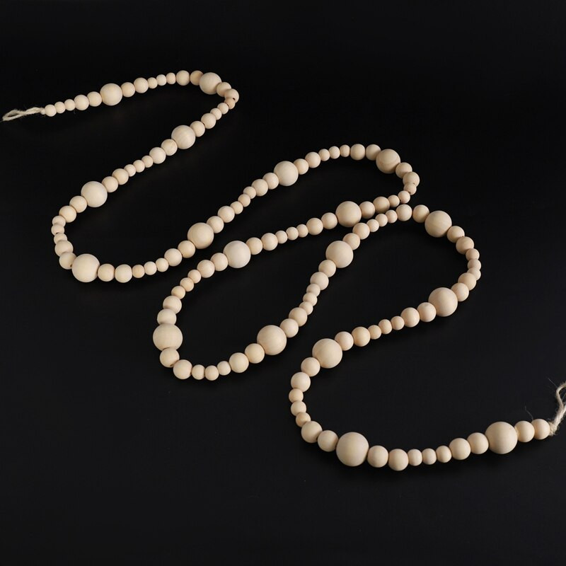 2x 7ft drveni vijenac s perlama seoska kuća Dekoracija doma Rustikalni seoski prirodni praznični vijenac za božićno drvce Boho ukrasi