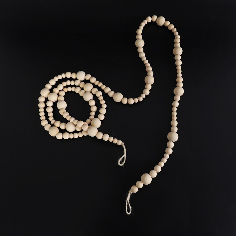 2x 7ft drveni vijenac s perlama seoska kuća Dekoracija doma Rustikalni seoski prirodni praznični vijenac za božićno drvce Boho ukrasi