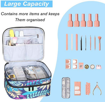 Φορητή τσάντα μεταφοράς αιθέριων ελαίων 30 μπουκαλιών Φορητή θήκη βερνικιού νυχιών διπλής στρώσης Κουτί Καλλυντικών Αποθήκευσης Perfume Lipstick Organizer