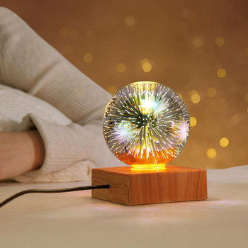 Светеща LED лампа с кристална топка Романтична нощна лампа със звездно небе Нощна атмосферна светлина с дървена основа