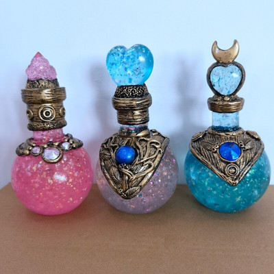 Magic Moon Bottle For Magic Potion Ρητίνη Διακόσμηση Χειροποίητο Κρυστάλλινο Gemstone Μπουκάλια ευχών Δώρα για εκείνη