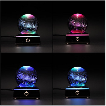 3D кристална слънчева система Стъклена топка Планета Глобус Слънчева система Вселена Кристална топка Енергийна лечебна колекция от скъпоценни камъни