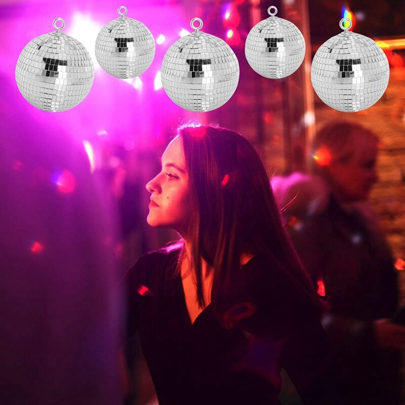 2 db Disco Light Mirror Ball, 6 hüvelykes színpadi fényvisszaverő bulitükör labda táncra, karácsonyra, házibuli díszekbe