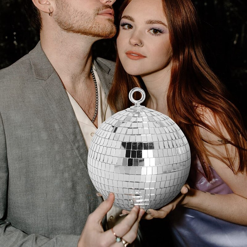 2 db Disco Light Mirror Ball, 6 hüvelykes színpadi fényvisszaverő bulitükör labda táncra, karácsonyra, házibuli díszekbe