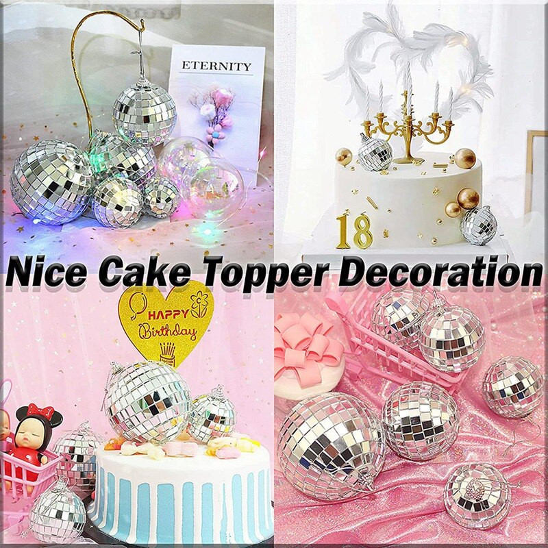 24 bucăți 2 inchi ornamente pentru bile discoteca bile argintii cu oglindă pentru pomul de Crăciun pentru decorarea petrecerii de nuntă